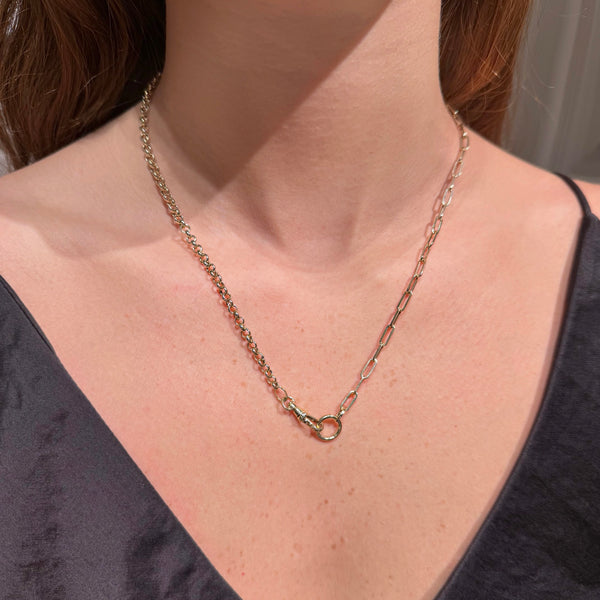 Swivel Paper Clip & Rolo Chain Charm Holder Necklaces