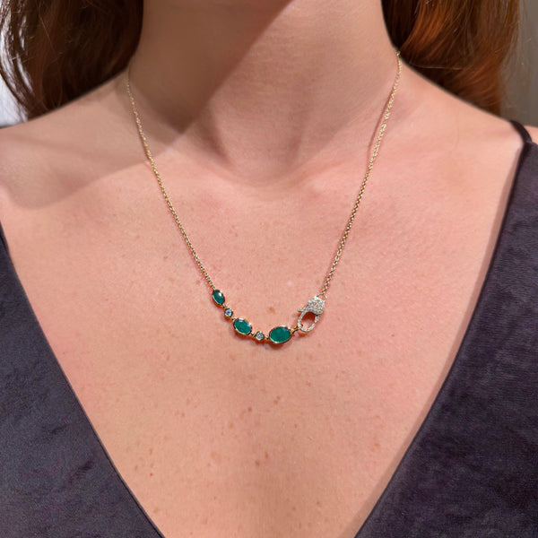 Emerald and Diamond on 14K Yellow Gold Necklaces