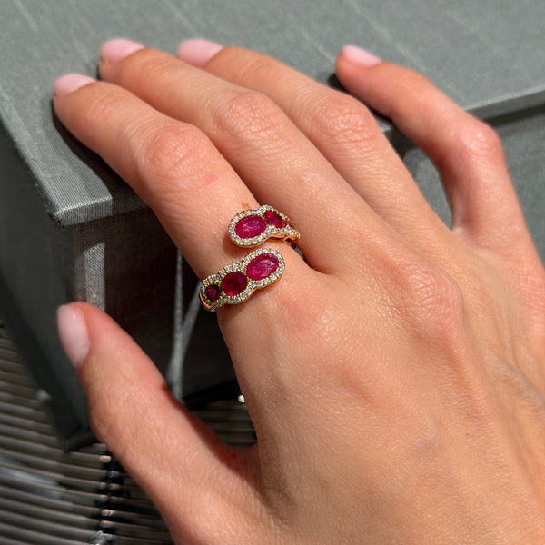18K Yellow Gold Diamond and Oval Ruby Ring