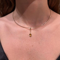 Citrine Oval Charm with 14K Yellow Gold