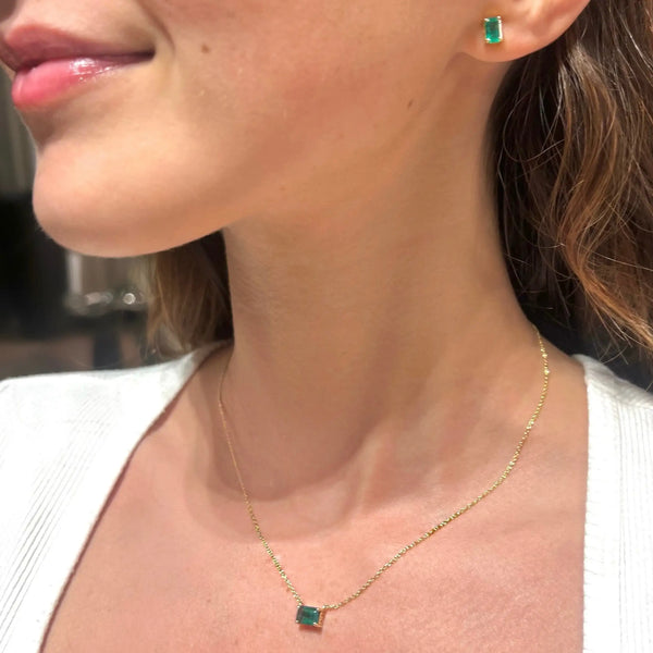 Set Emerald Necklace & Earrings