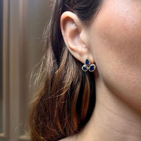 Blue Sapphire Trio with 14K Yellow Gold Stud Earrings