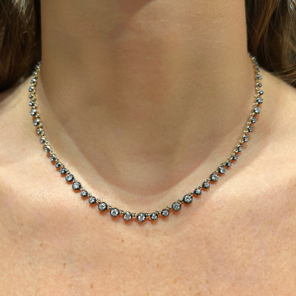 Georgian Style Diamonds on 14K Yellow Gold Necklace