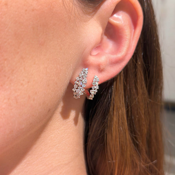 14K White Gold Double Diamond Earrings