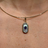 Mother of Pearl with Blue Sapphire Charm