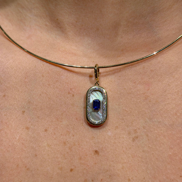 Mother of Pearl with Blue Sapphire Charm
