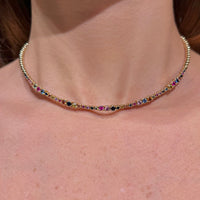 Choker with Multicolor Sapphire on 14K Yellow Gold Necklaces
