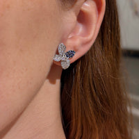 Set of 18K White Gold Blue Sapphire and Diamonds Necklace &amp; Earrings.