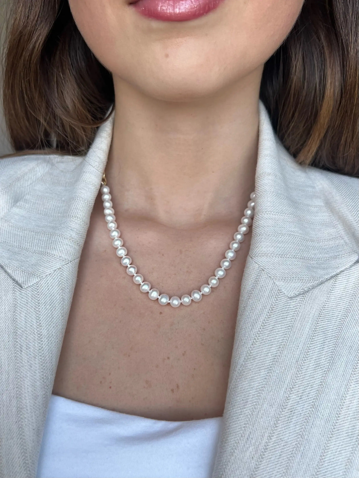 Pearls with 14K Yellow Gold Link Necklaces