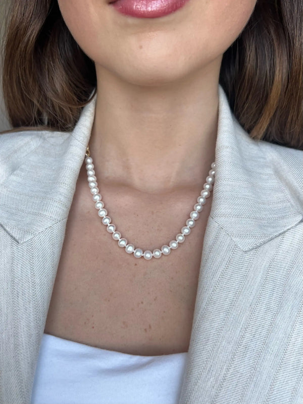 Pearls with 14K Yellow Gold Link Necklaces