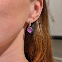 Set of 18K Rose Gold with Amethyst Mother of Pearl and Diamonds Necklace &amp; Earrings.