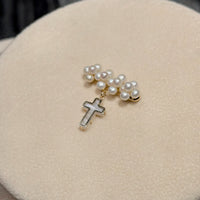 Mother of Pearl Cross with Pearls Brooche