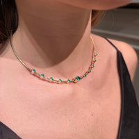Choker with Emerald on 14K Yellow Gold Necklaces