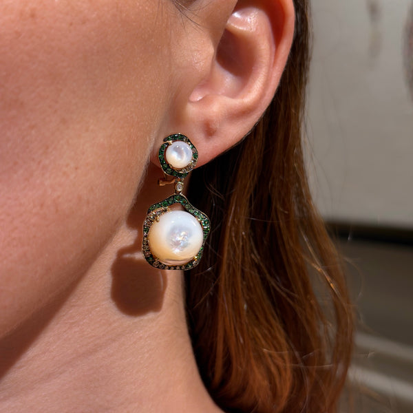 Mother of Pearl with Diamonds Earrings