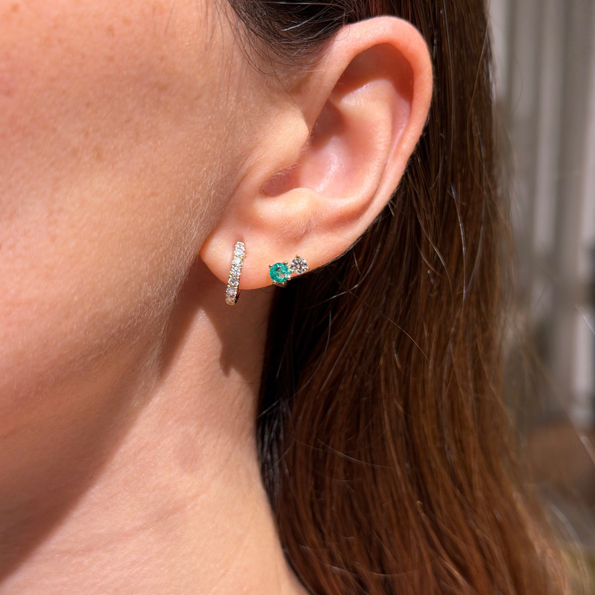 Yellow Gold with Emerald & Diamond Jacket Earrings