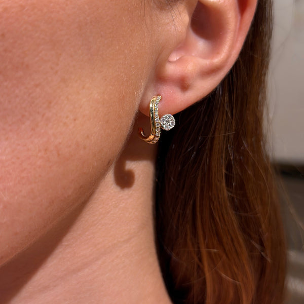 Yellow Gold with Diamond Earrings