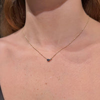 Blue Sapphire and Diamond on 14K Yellow Gold Necklaces