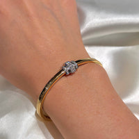 14K Yellow Gold with Diamond Linked Bangle