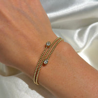 14K Yellow Gold with Double Oval Diamond Bangle