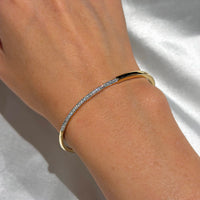 14K Yellow Gold with Half Style Diamond Bangle