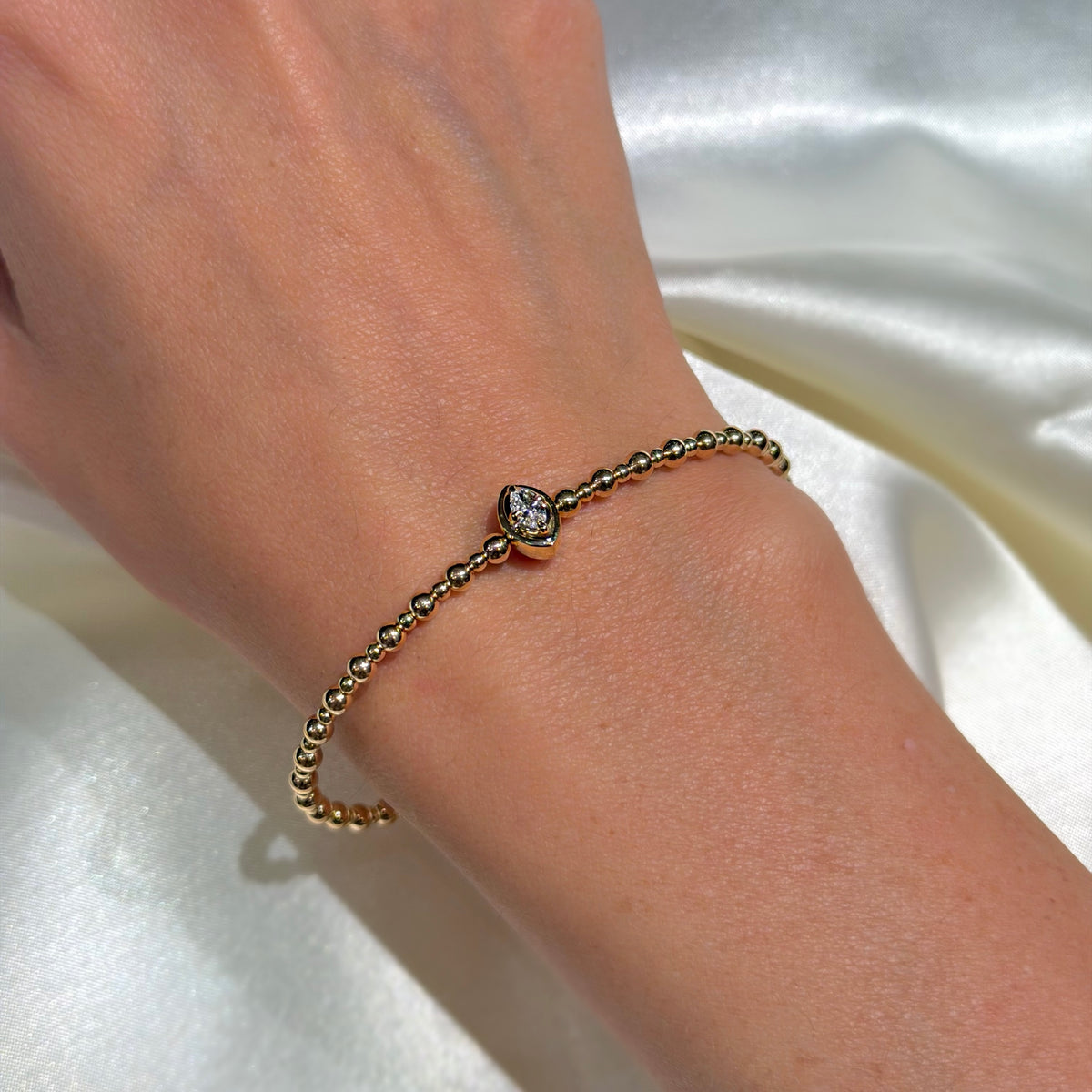 14K Yellow Gold with Marquise Diamond Bangle