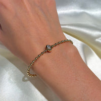 14K Yellow Gold with Marquise Diamond Bangle