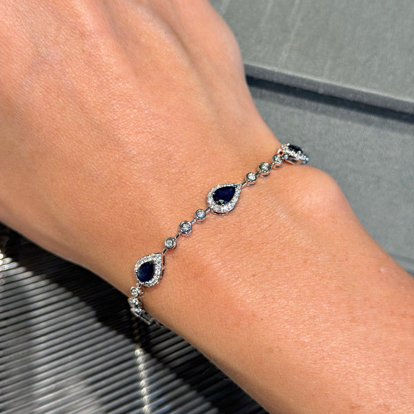 14K White Gold with Sapphire & Diamonds Bracelet