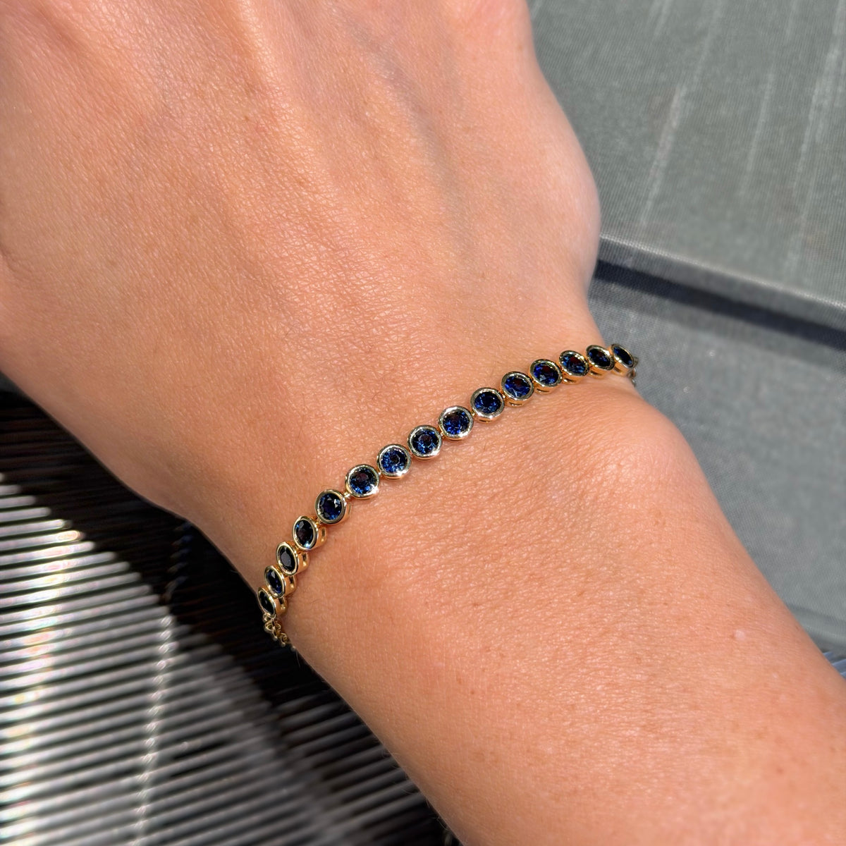 14K Yellow Gold and Sapphire Chain Bracelet