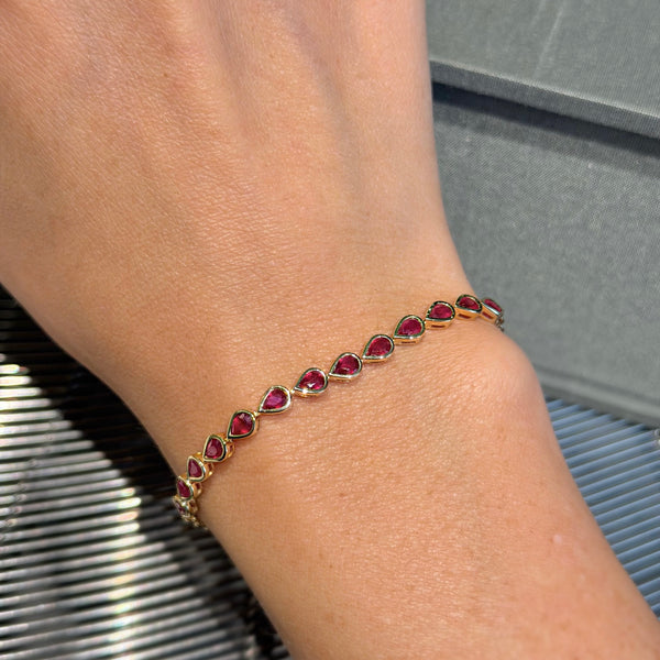 14K Yellow Gold and Ruby Chain Bracelet