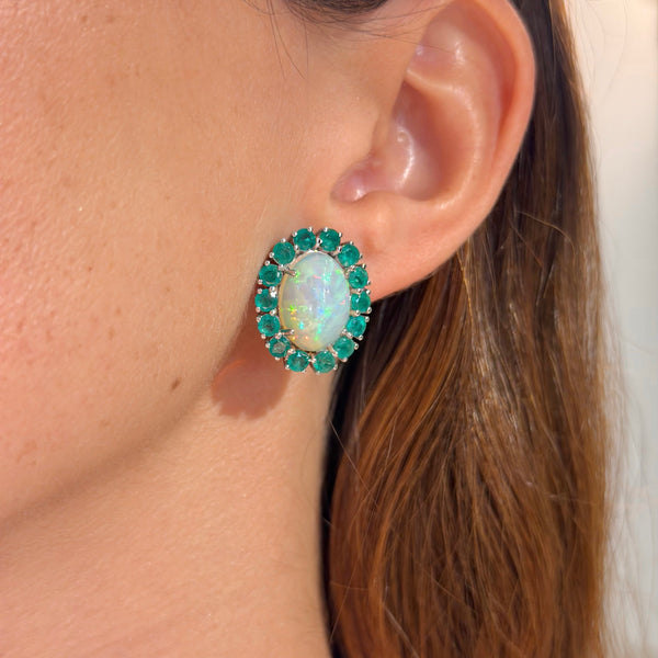 Opal & Emerald Oval Earrings