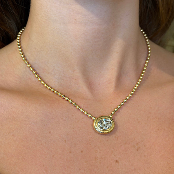 Oval Lab Grown Diamond on 14K Yellow Gold Necklace