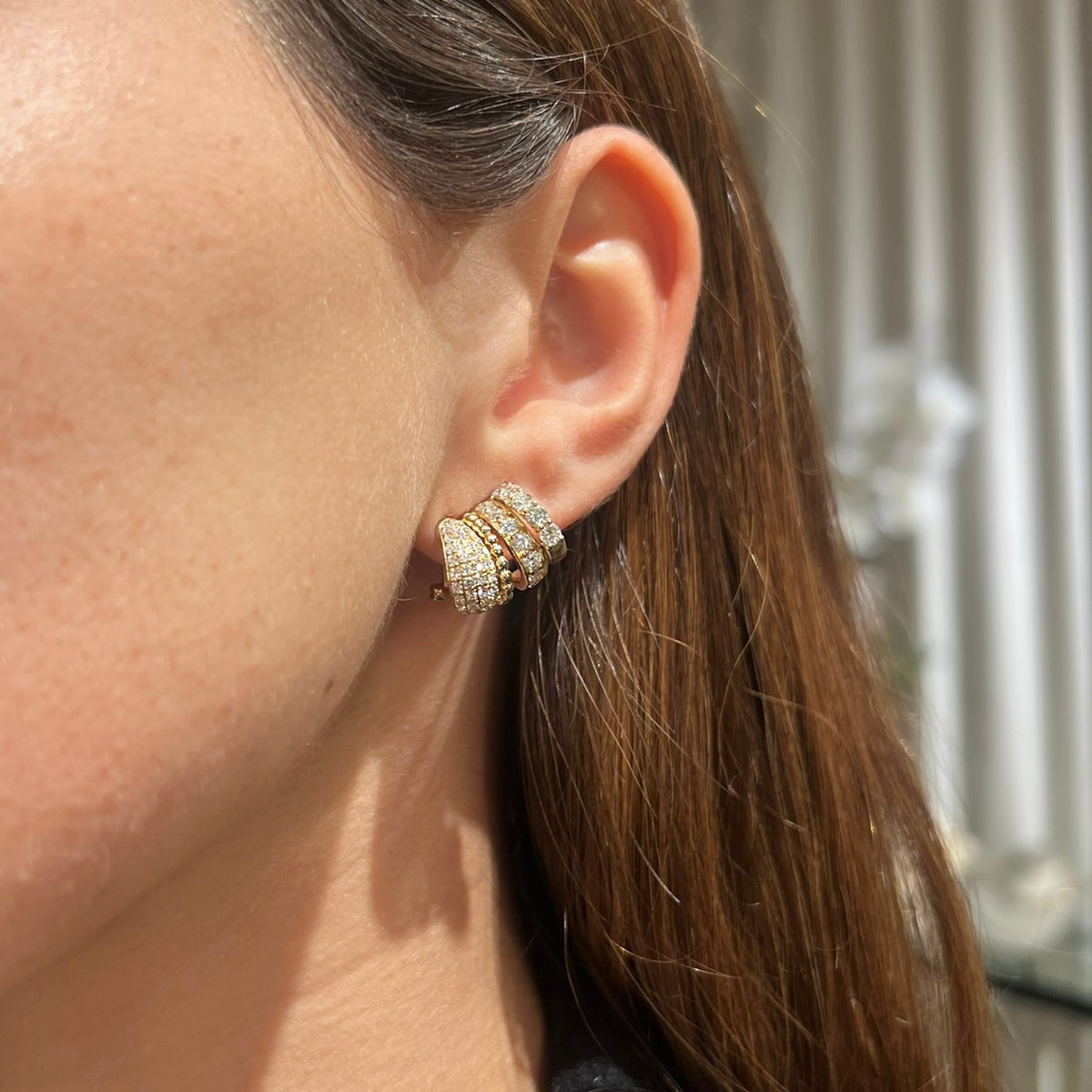 Yellow Gold with Diamond Earrings