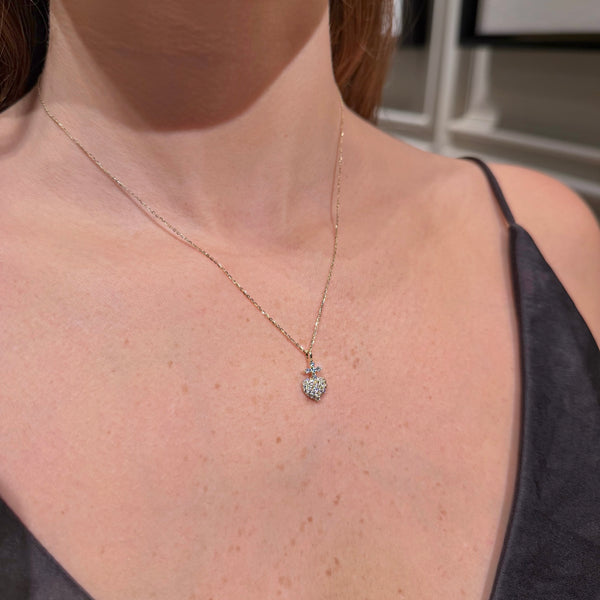 Sacred Heart with Cross of Diamonds Necklaces