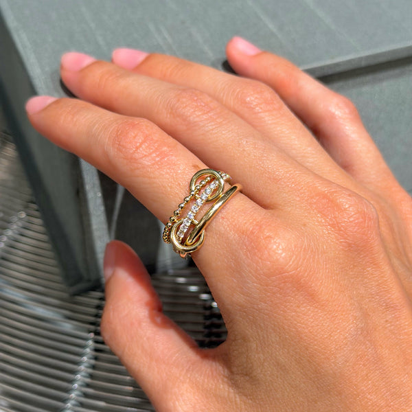 Stackable Design 14K Yellow Gold with Diamonds Rings