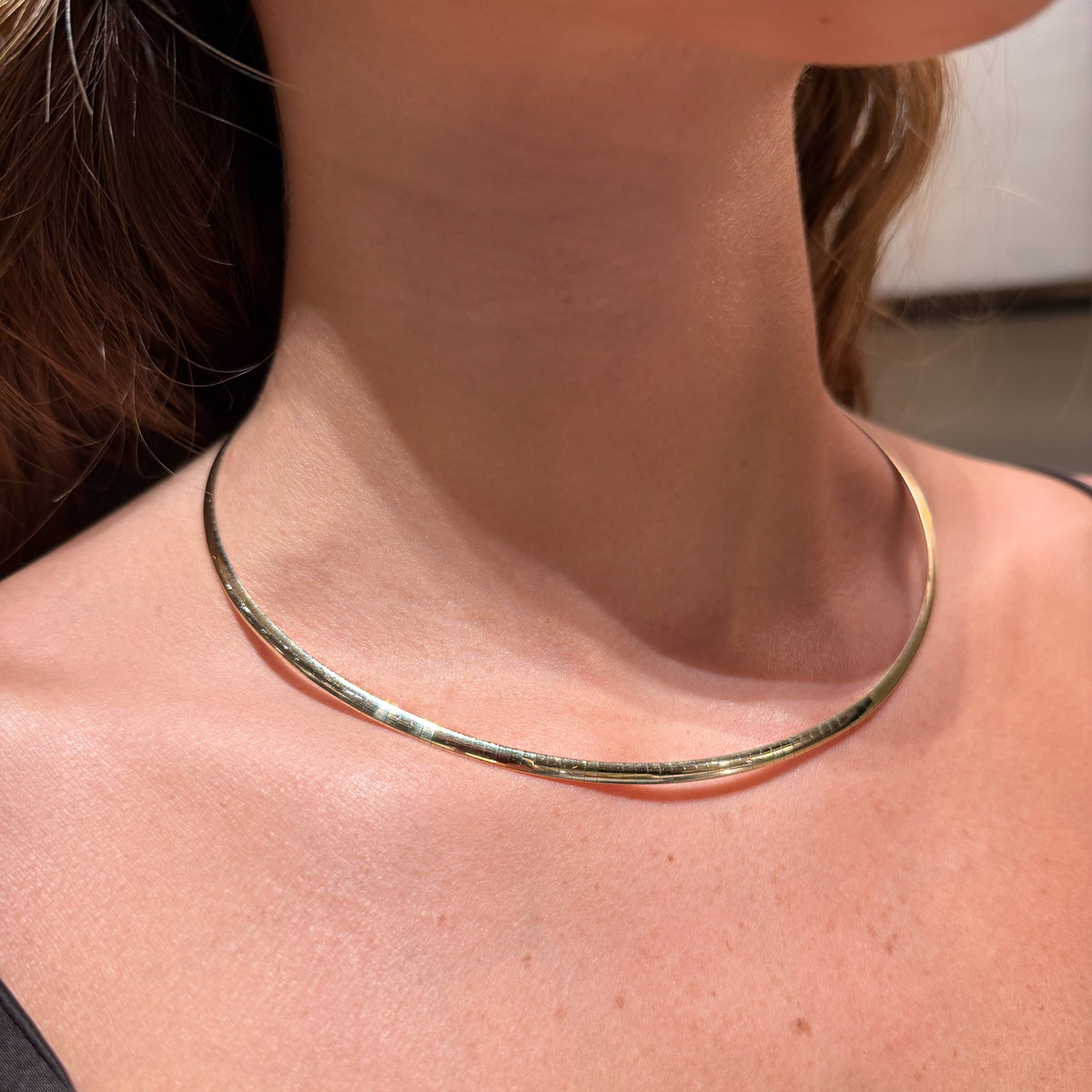 14K White &amp; Yellow Gold Reversible Two Tone Omega Choker