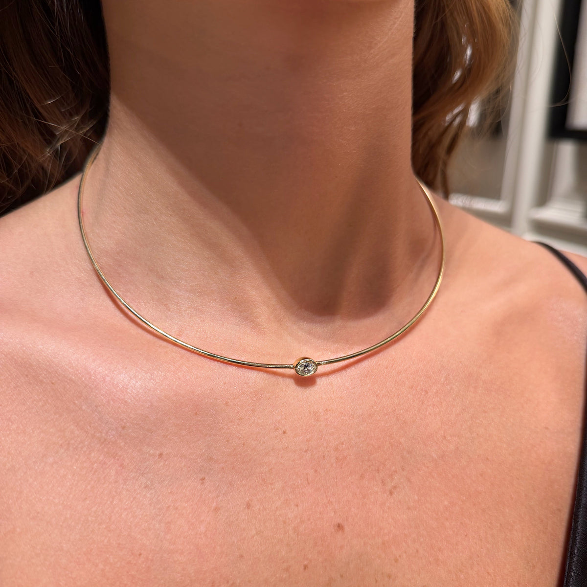 14K Yellow Gold Choker with Diamond
