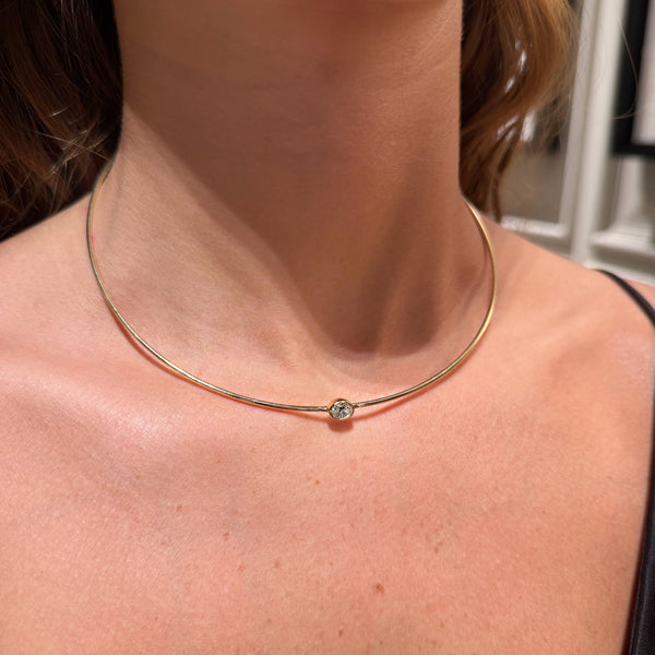 14K Yellow Gold Choker with Diamond