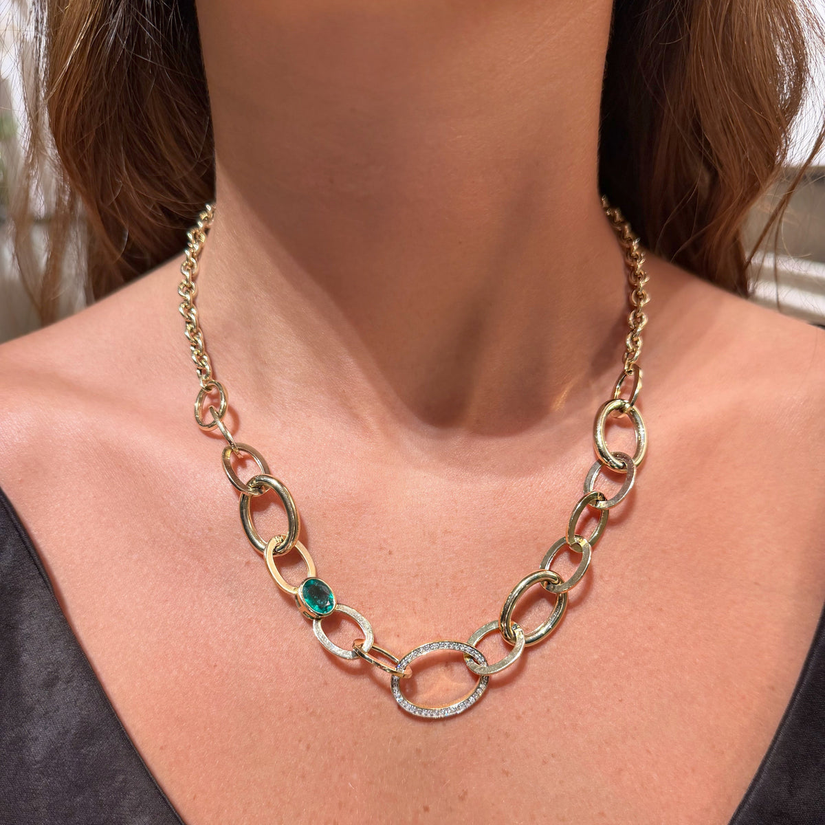 Ovals with Emerald & Diamonds Pendant