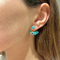 Emerald with Turquoise & Diamonds Jacket Earrings