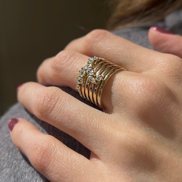 Diamonds & Spiral Gold Ring