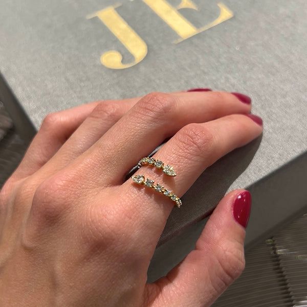 Diamond Wrap Arrow Snake with 14K Yellow Gold Ring