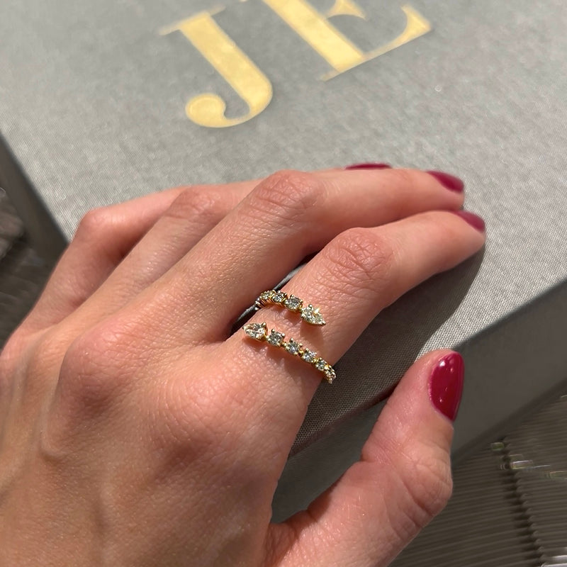 Diamond Wrap Arrow Snake with 14K Yellow Gold Ring