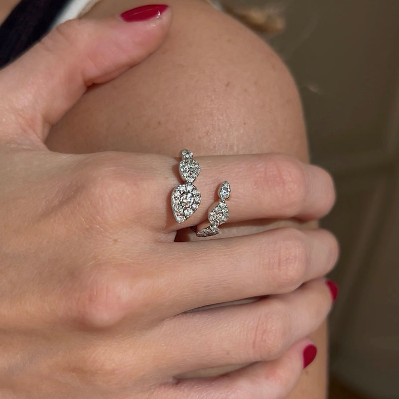 Diamond with Drop Scale Wrap on 14K White Gold Rings