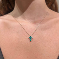 Emerald Cross on 14K Yellow Gold Necklaces