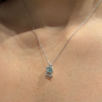 Set Aquamarine and White Quartz Necklace & Earrings