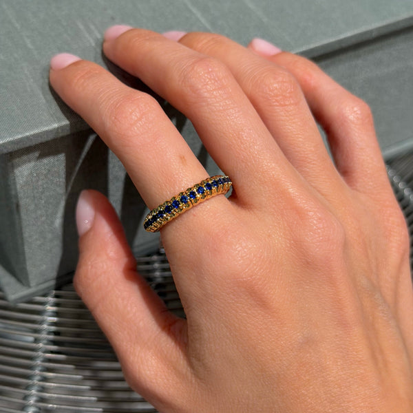 Sapphire Band on 18K Yellow Gold Rings
