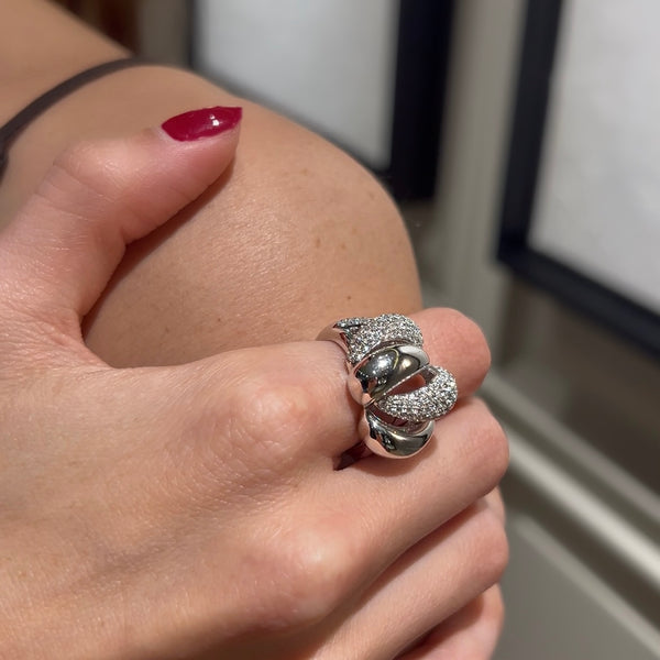 14K White Gold & Diamond Wedge Rings