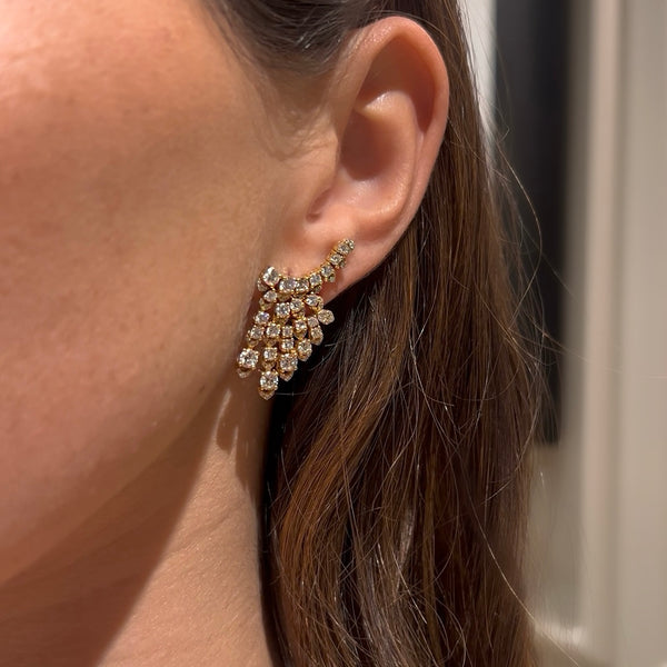 14K Yellow Gold with Diamond Cascade Climber Earrings