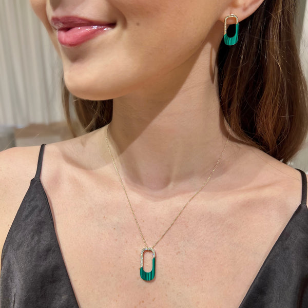 Set Malachite & Diamond Necklace & Earrings