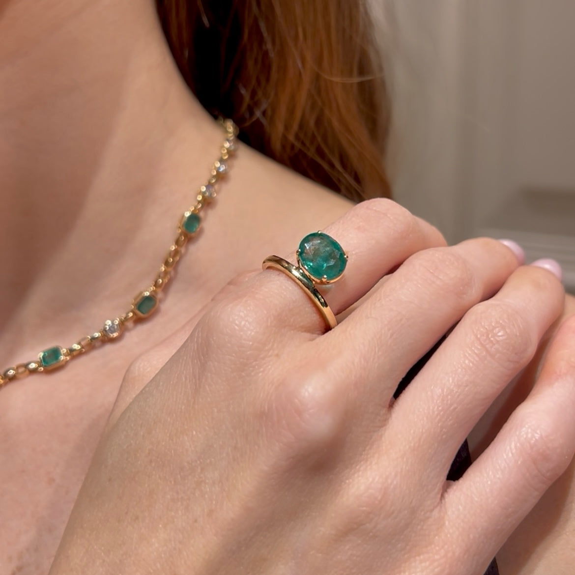 Emerald with Yellow Gold Ring